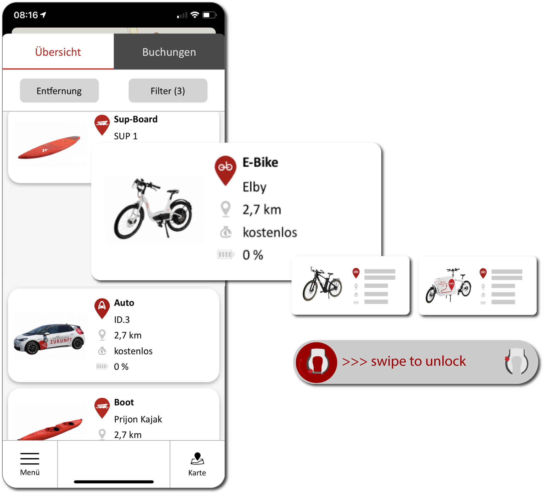 Sharing App für Fahrzeuge und Stationen by obALu